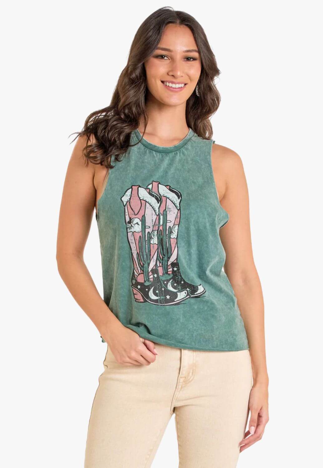 Rock and Roll Womens Desert Boot Graphic Tank Top