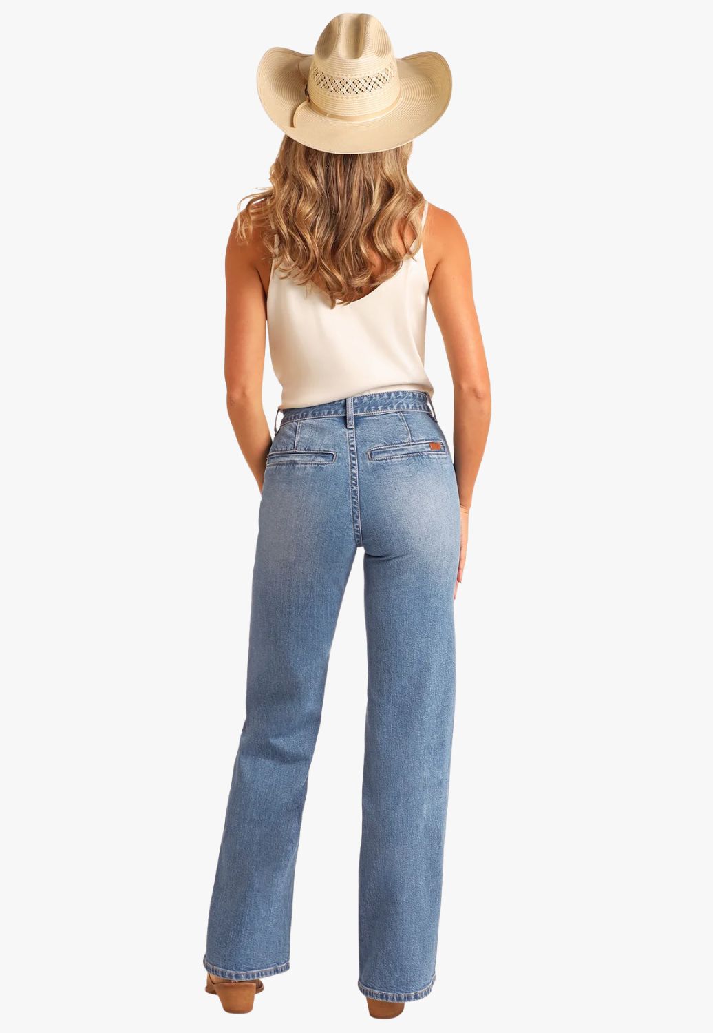 Rock and Roll Womens Belted Relaxed Flare Jeans