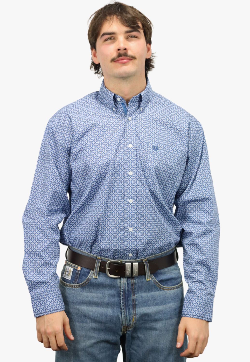 Panhandle Mens Rough Stock Geo Long Sleeve Shirt