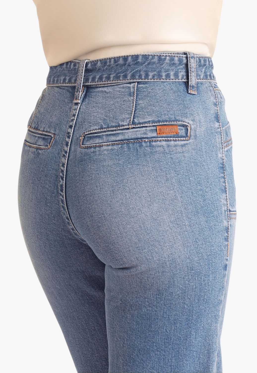 Rock and Roll Womens Belted Relaxed Flare Jeans