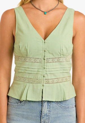Rock and Roll Womens Eyelet Inset Tank Top