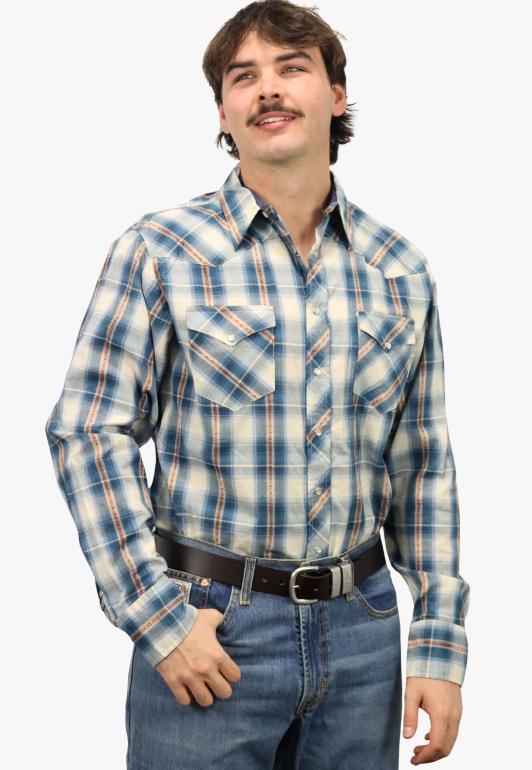 Roper Mens West Made Collection Plaid Long Sleeve Shirt