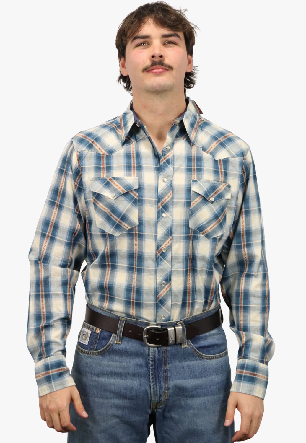 Roper Mens West Made Collection Plaid Long Sleeve Shirt