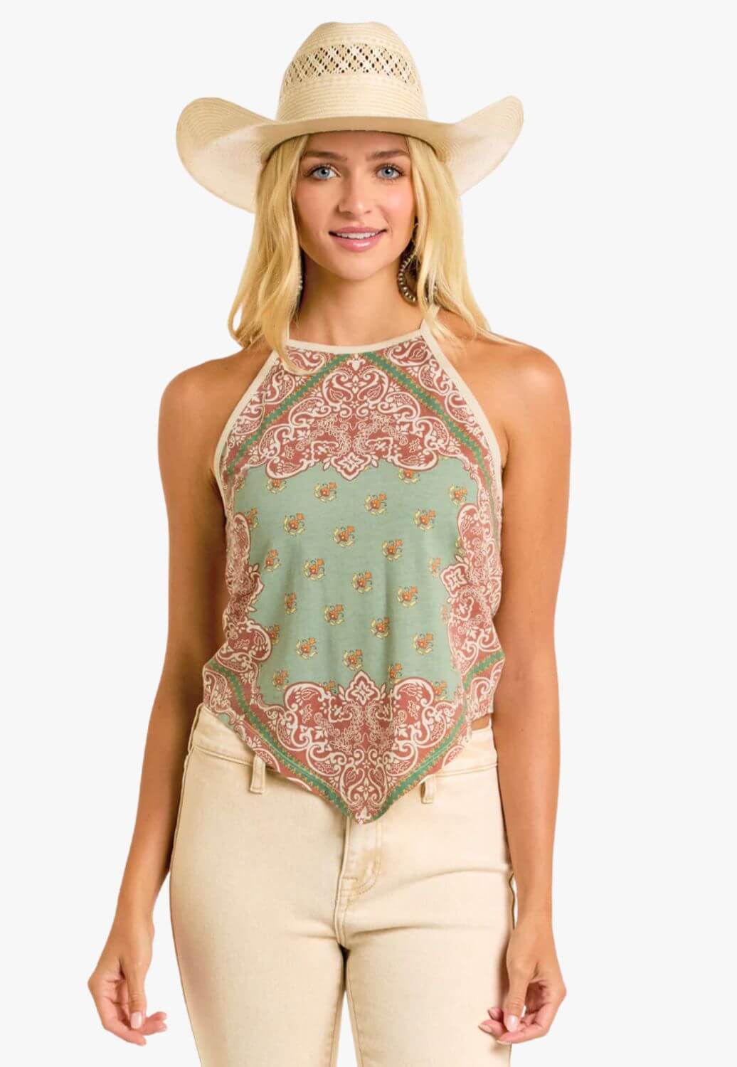 Rock and Roll Womens Scarf Print Tank Top