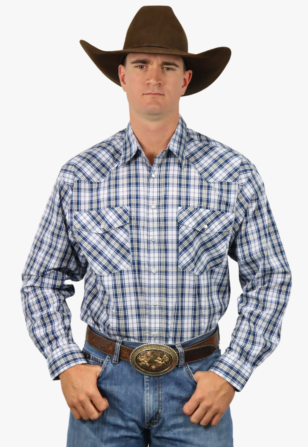 Bisley Mens Western Check Long Sleeve Shirt
