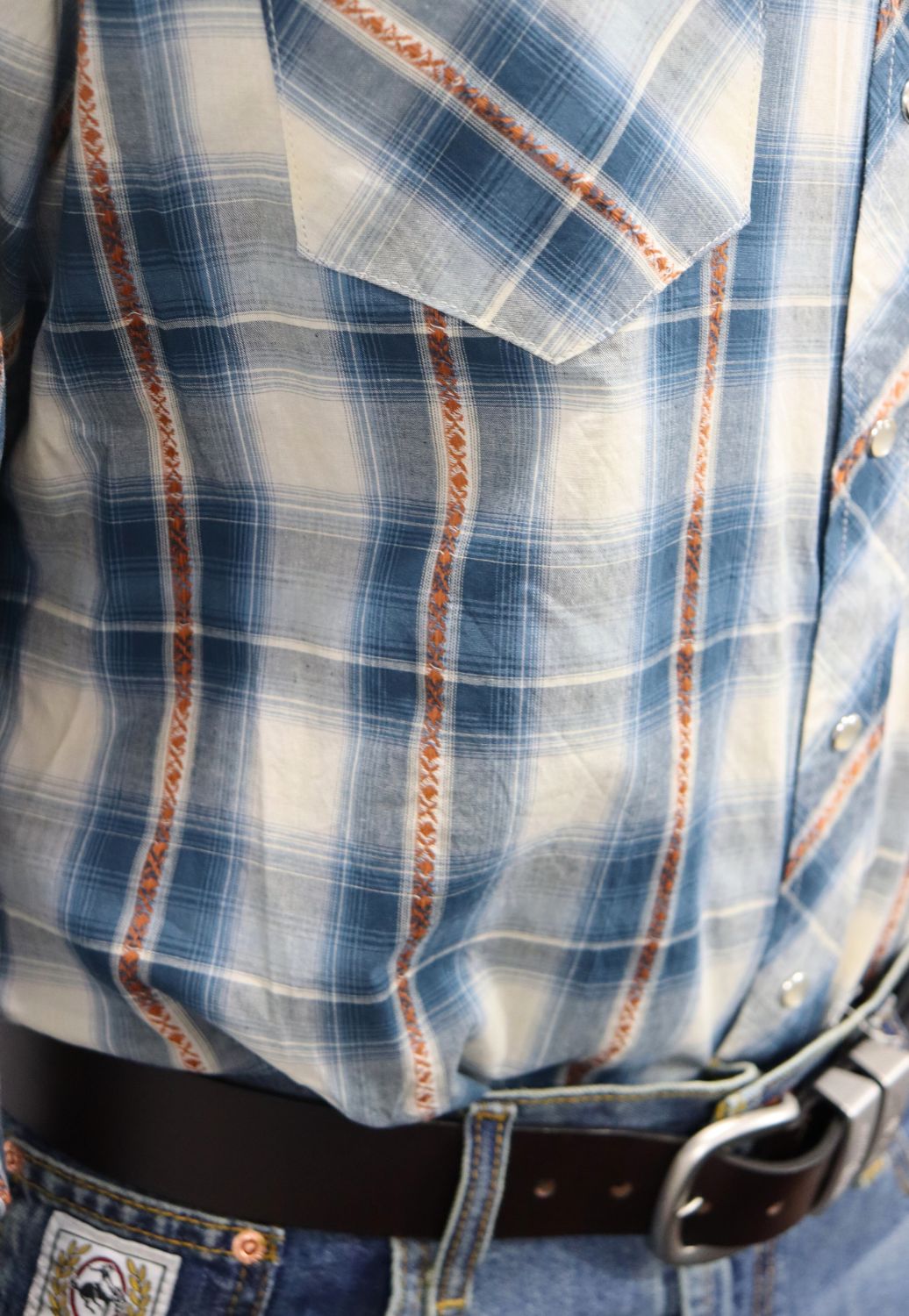 Roper Mens West Made Collection Plaid Long Sleeve Shirt