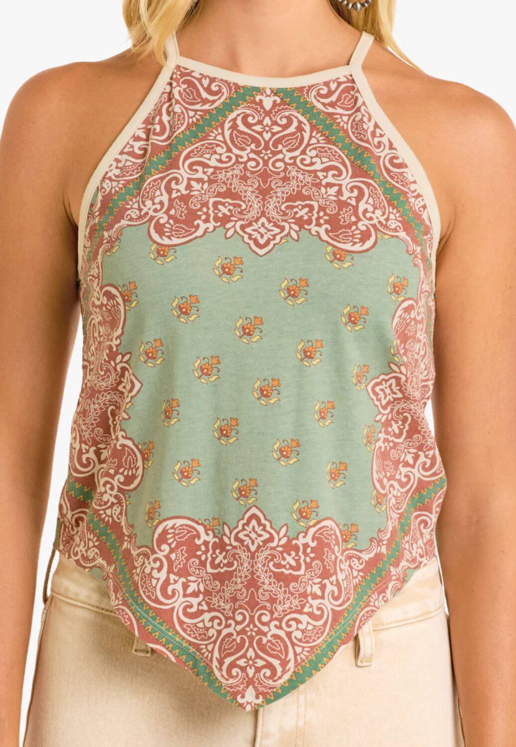 Rock and Roll Womens Scarf Print Tank Top