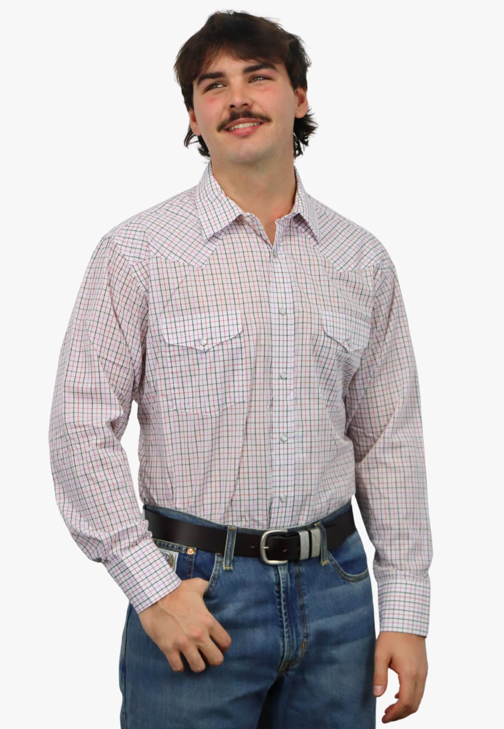 Panhandle Mens Checked Long Sleeve Shirt