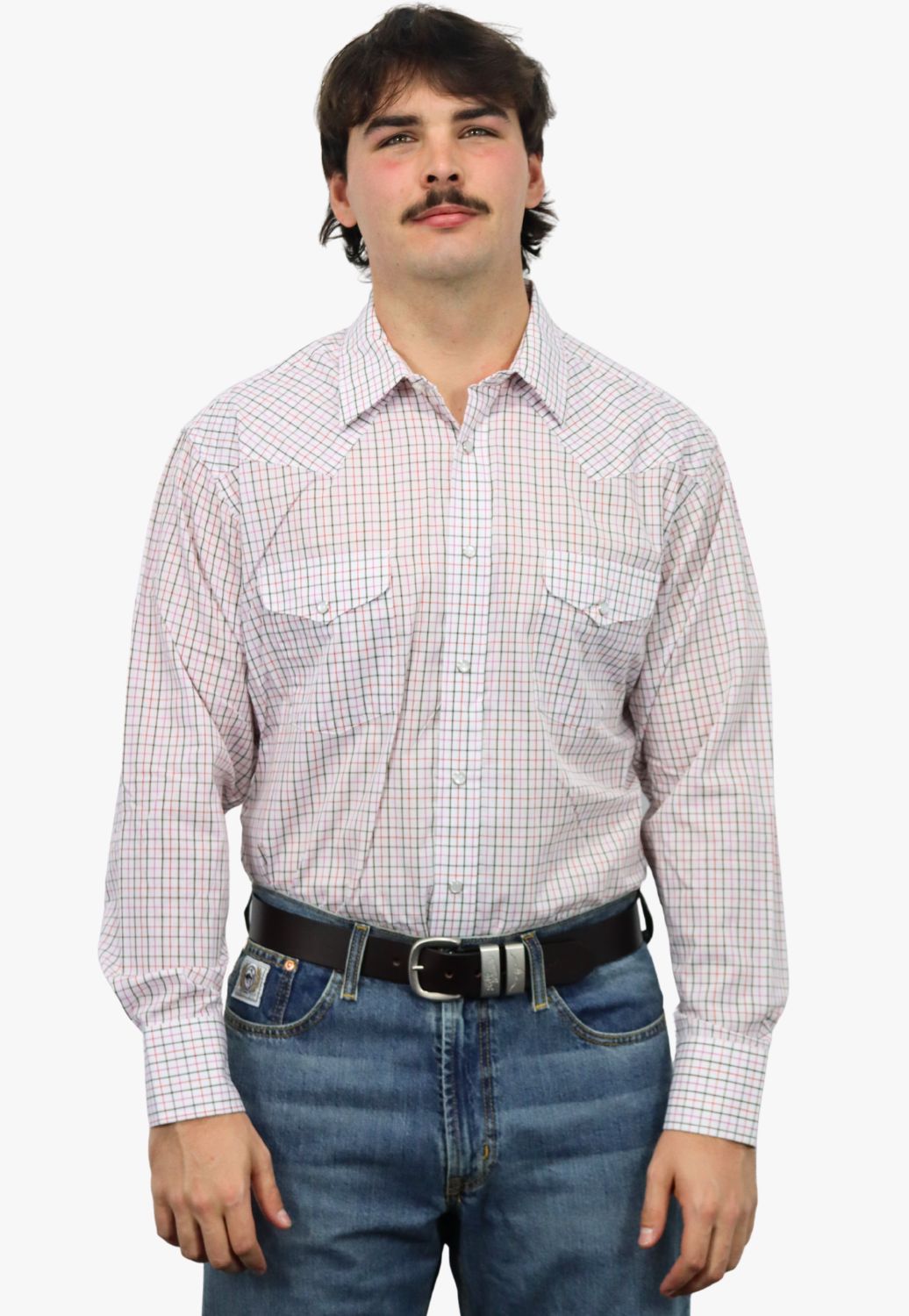 Panhandle Mens Checked Long Sleeve Shirt