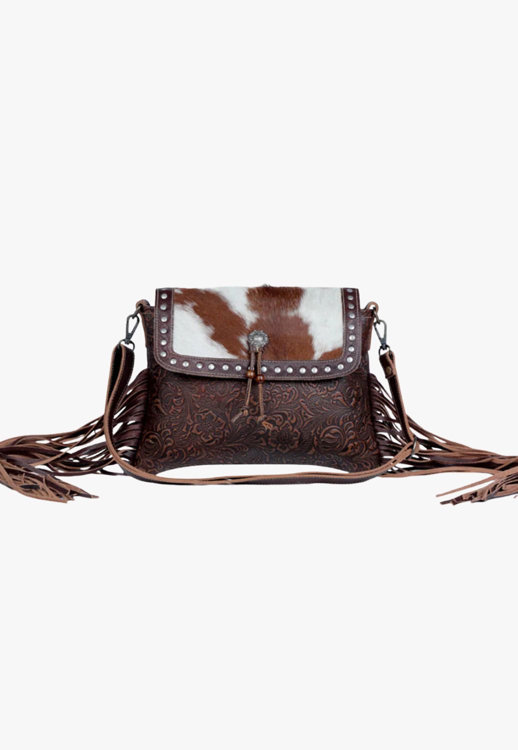 Myra Carved Blossoms Leather & Hairon Bag