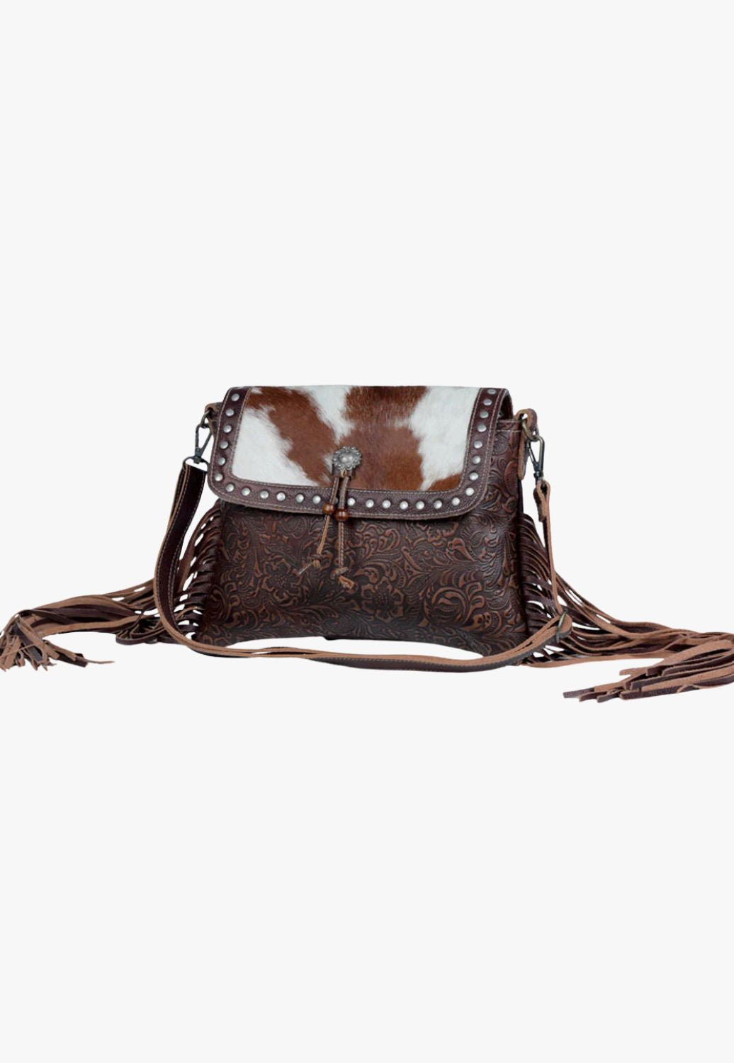 Myra Carved Blossoms Leather & Hairon Bag