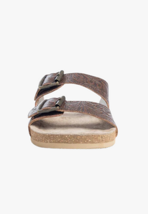 Myra Cedarstone Embossed Leather Sandals