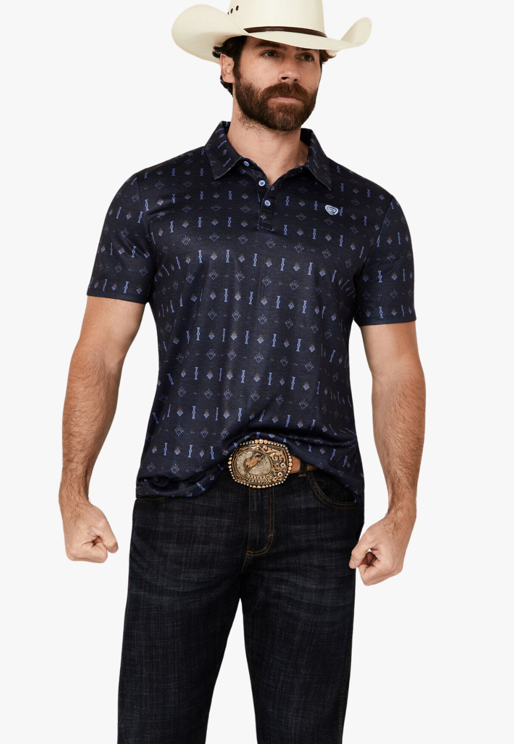 Rock & Roll Mens Geo Printed Polo