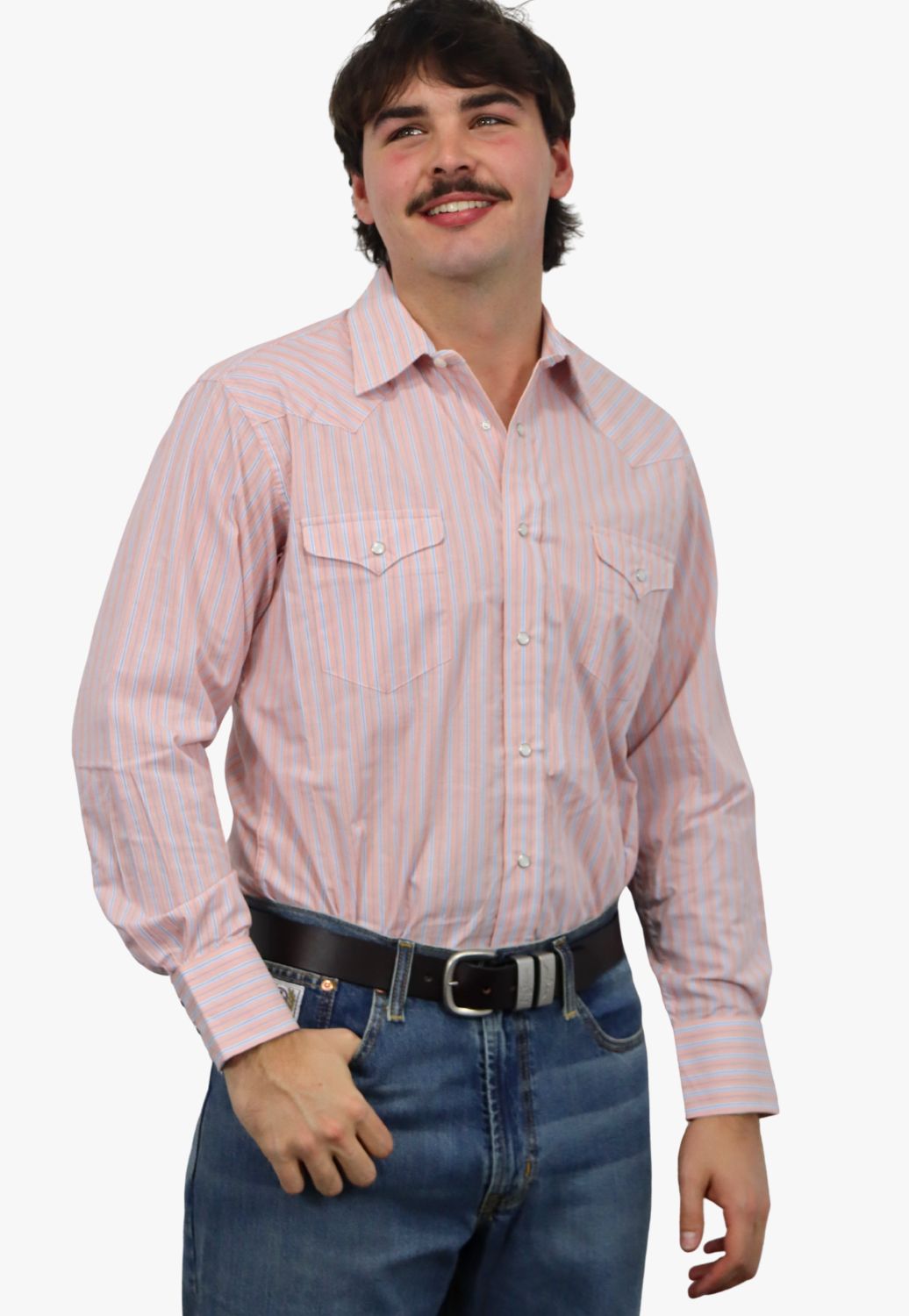 Panhandle Mens Stripe Long Sleeve Shirt