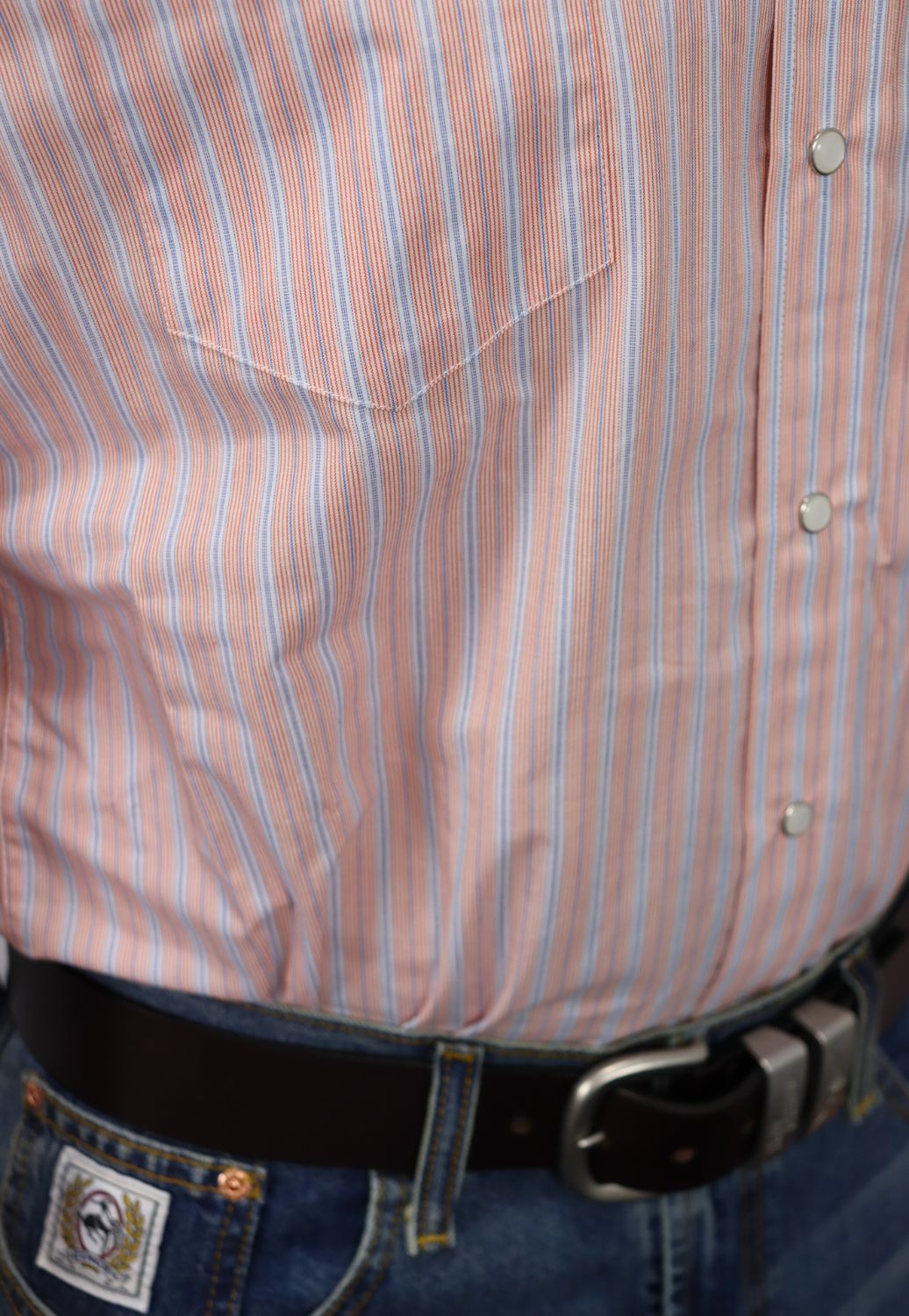 Panhandle Mens Stripe Long Sleeve Shirt