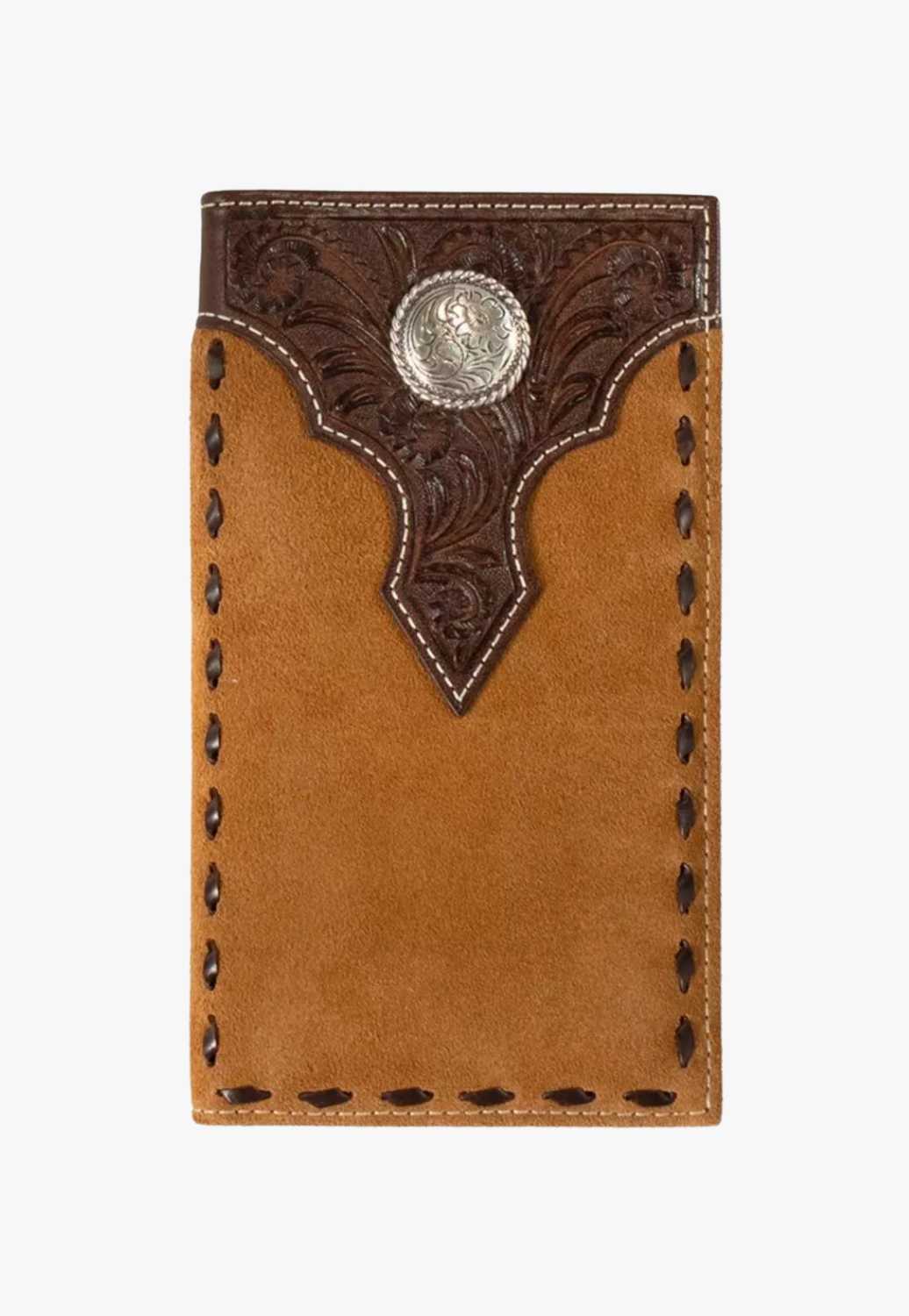 Nocona Mens Rodeo Roughout Floral Overlay Wallet