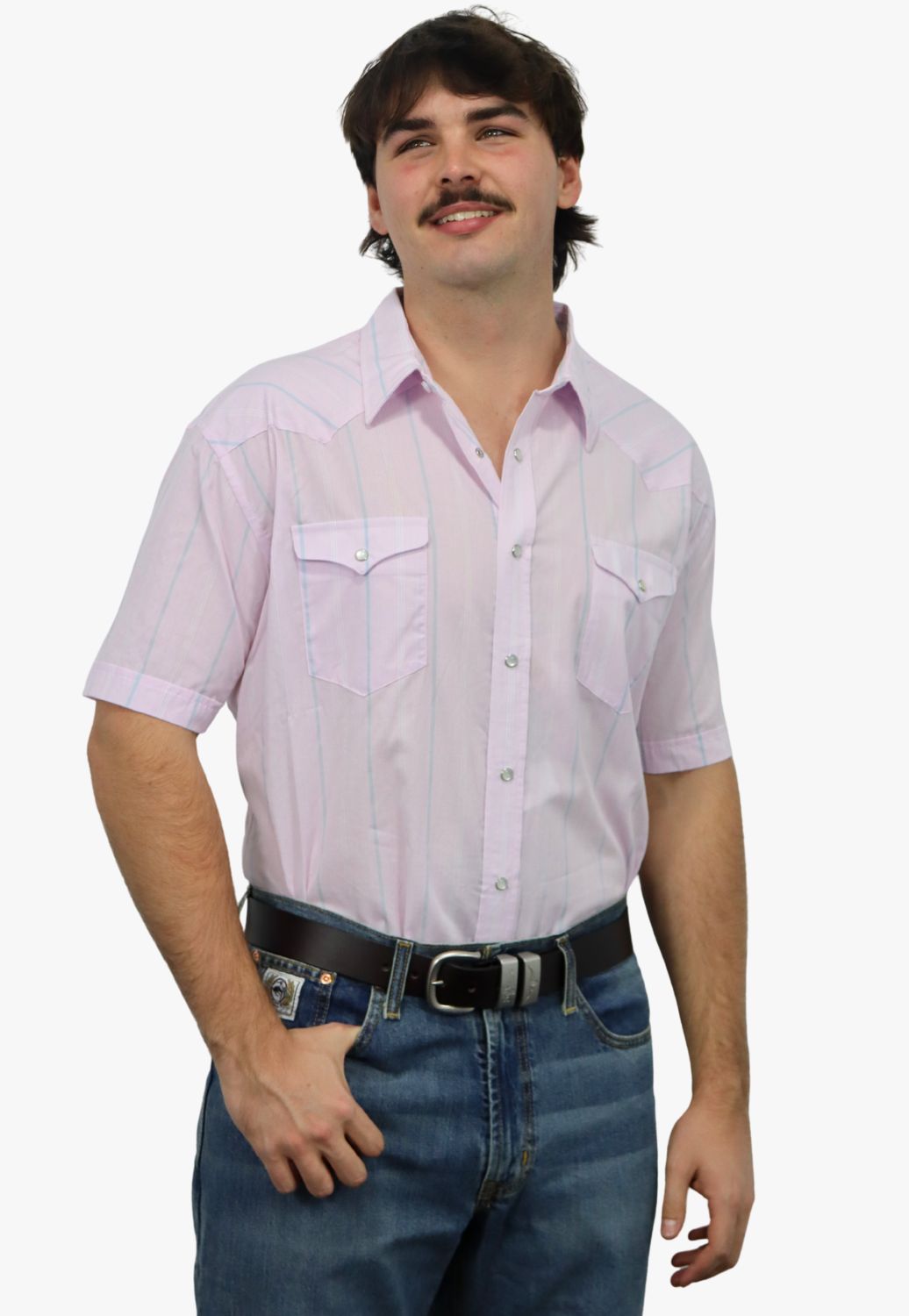 Panhandle Mens Stripe Short Sleeve Shirt