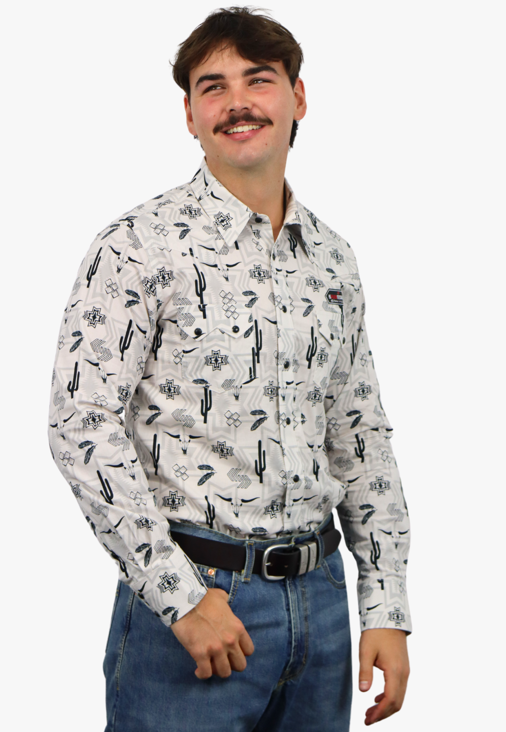 Rock & Roll Mens Aztec Poplin Long Sleeve Shirt