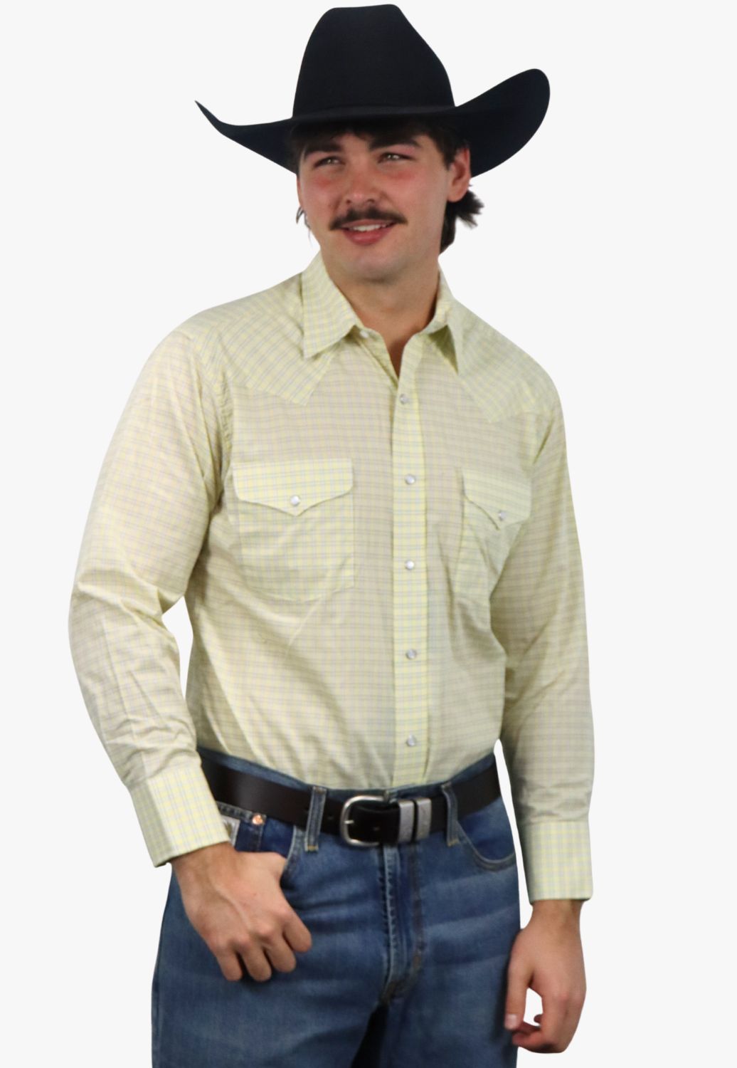 Panhandle Mens Checked Long Sleeve Shirt