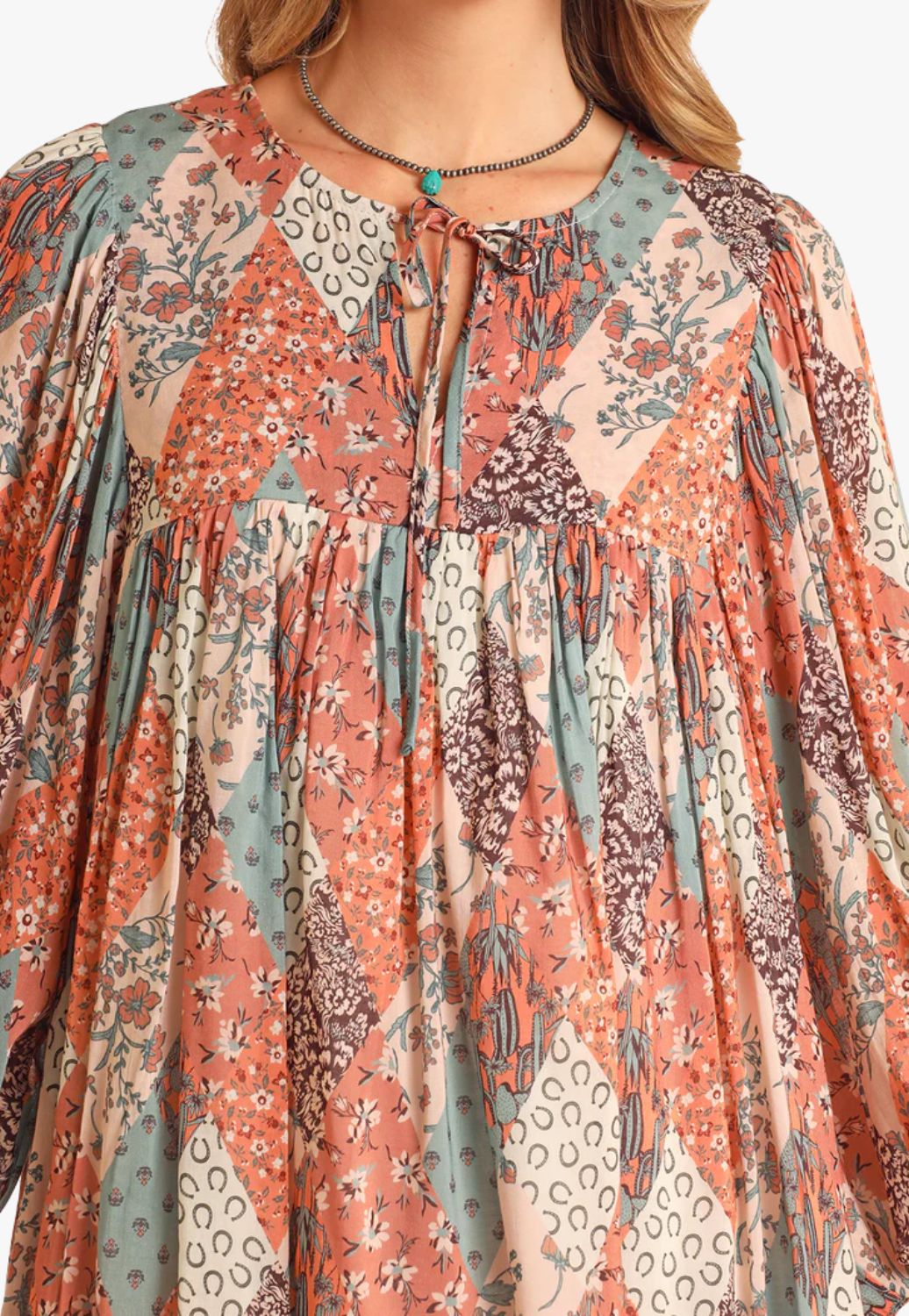 Rock and Roll Womens Patchwork Print Mini Dress