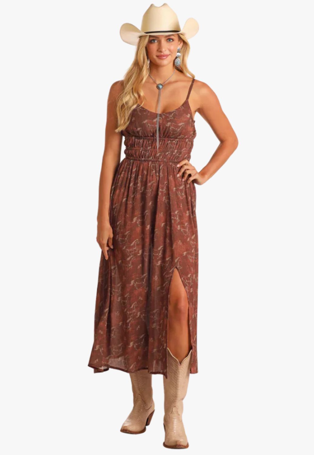 Rock and Roll Womens Horse Print Midi Dress