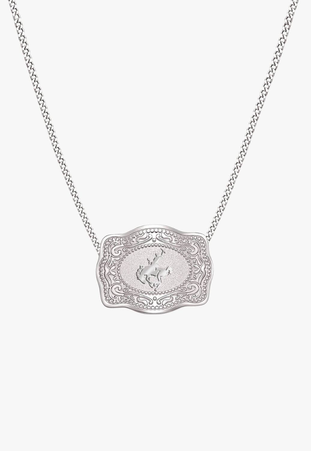 SpurWest Bronco Mini Belt Buckle Curb Chain Necklace