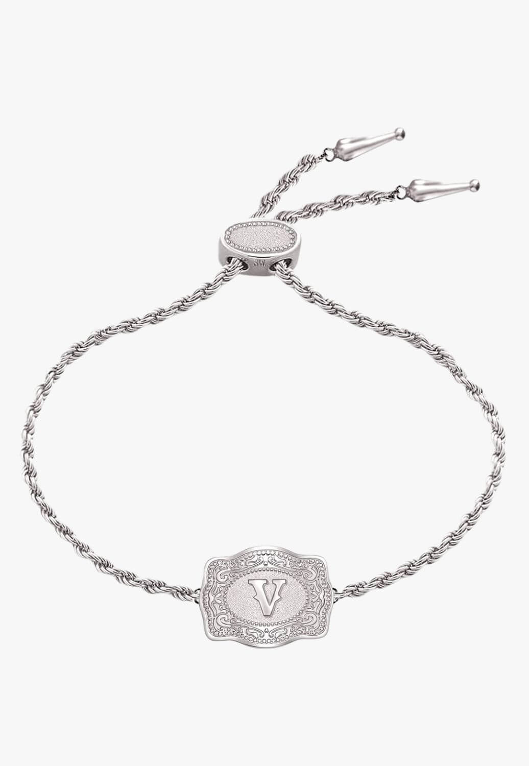 SpurWest Ultra Mini Belt Buckle Bracelet - Initial V