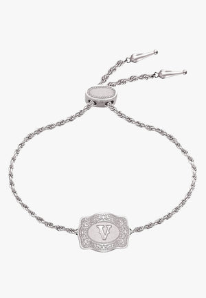 SpurWest Ultra Mini Belt Buckle Bracelet - Initial V