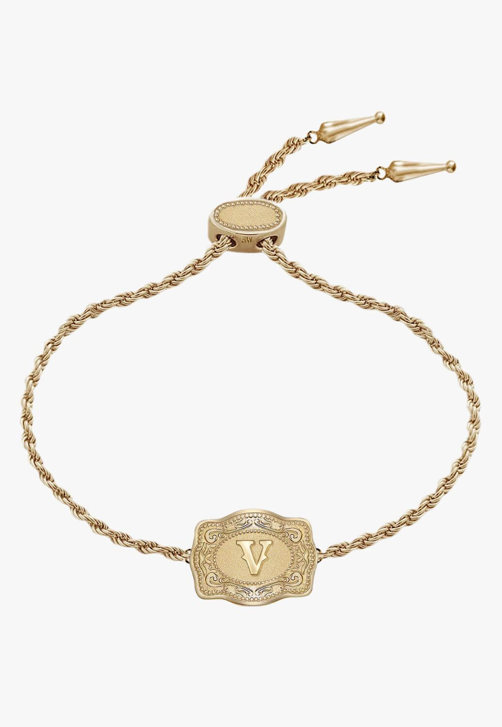 SpurWest Ultra Mini Belt Buckle Bracelet - Initial V