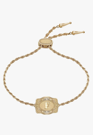 SpurWest Ultra Mini Belt Buckle Bracelet - Initial F