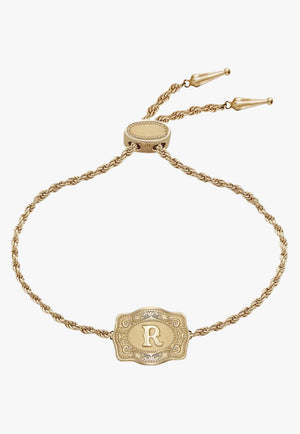 SpurWest Ultra Mini Belt Buckle Bracelet - Initial R