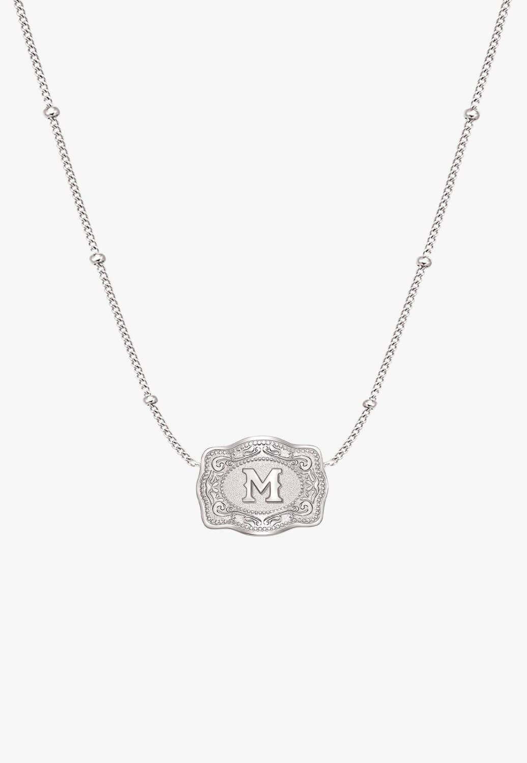 SpurWest Ultra Mini Belt Buckle Necklace - Initial M