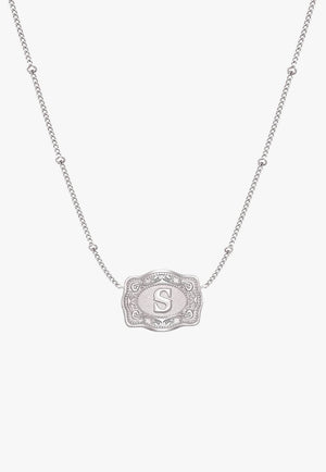 SpurWest Ultra Mini Belt Buckle Necklace - Initial S