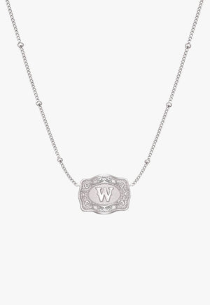 SpurWest Ultra Mini Belt Buckle Necklace - Initial W