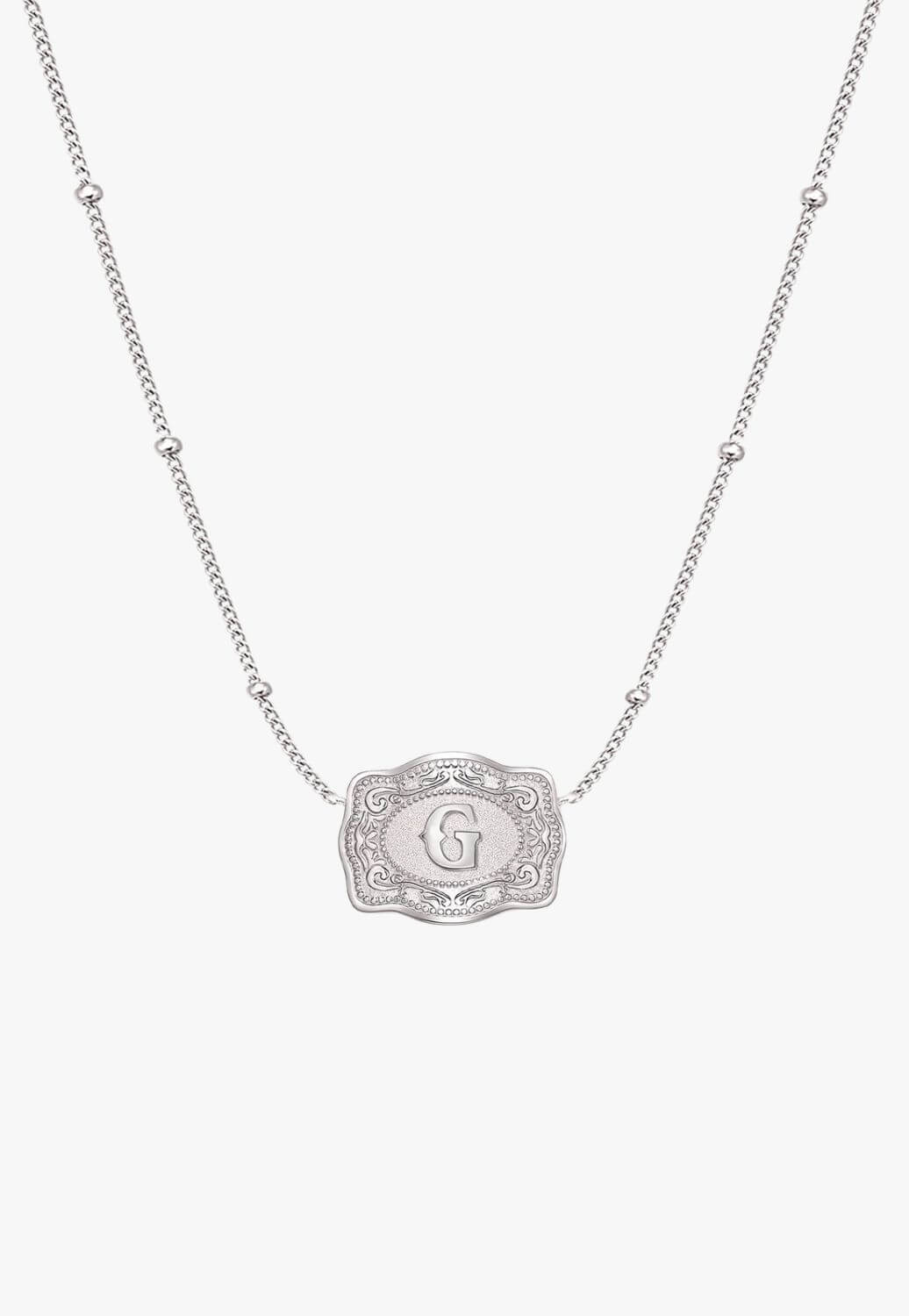 SpurWest Ultra Mini Belt Buckle Necklace - Initial G