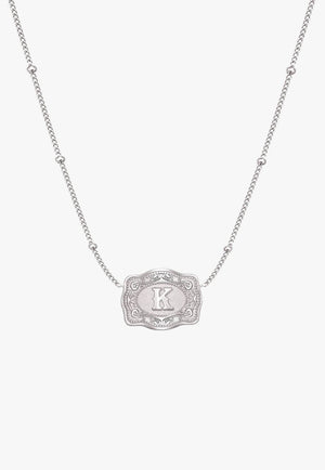 SpurWest Ultra Mini Belt Buckle Necklace - Initial K