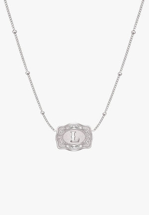 SpurWest Ultra Mini Belt Buckle Necklace - Initial L