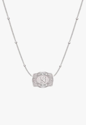SpurWest Ultra Mini Belt Buckle Necklace - Initial N