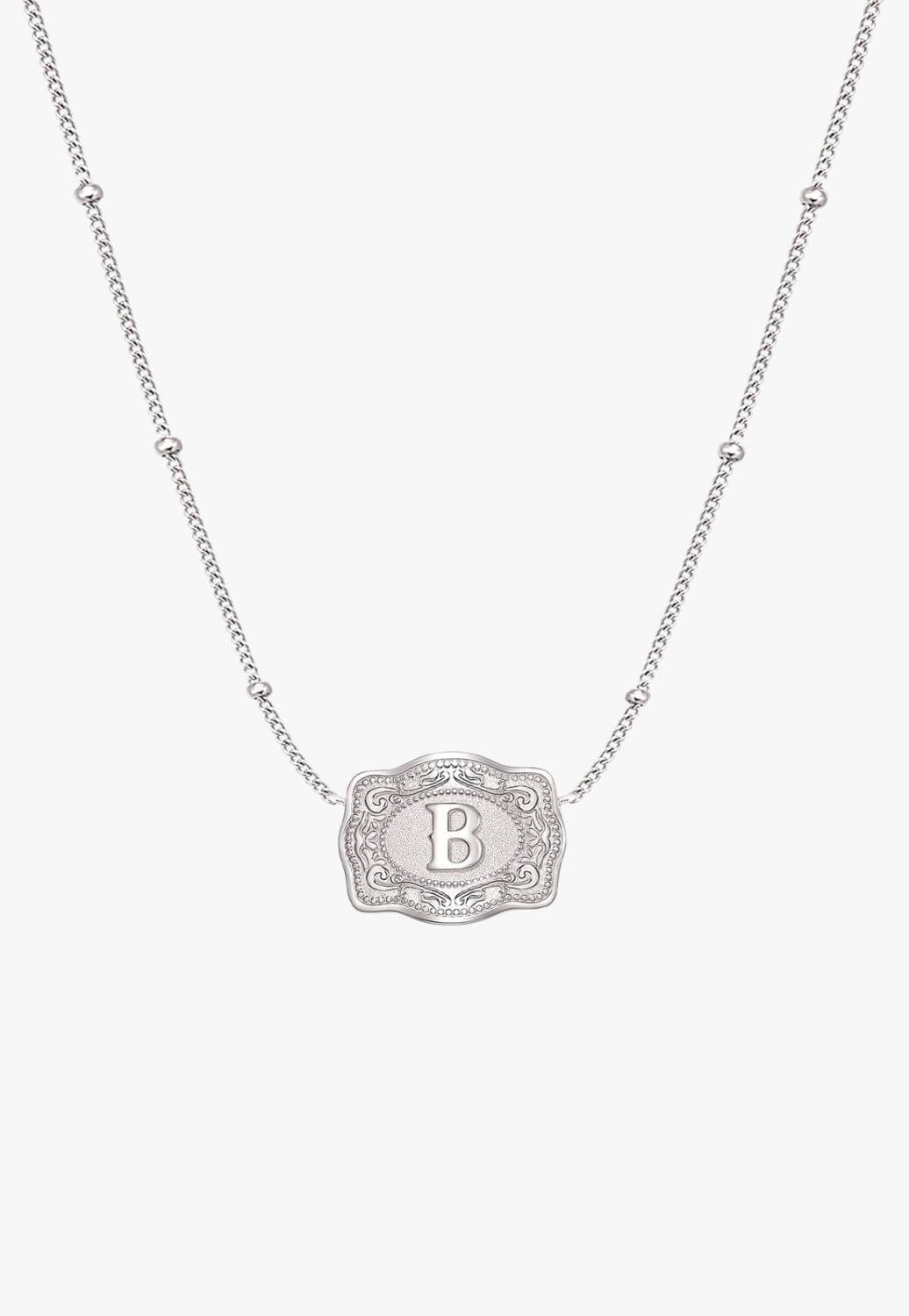 SpurWest Ultra Mini Belt Buckle Necklace - Initial B
