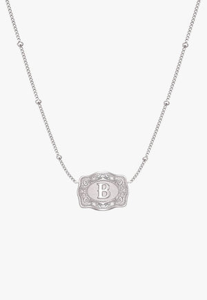 SpurWest Ultra Mini Belt Buckle Necklace - Initial B
