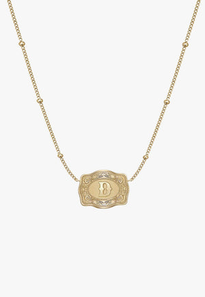 SpurWest Ultra Mini Belt Buckle Necklace - Initial D