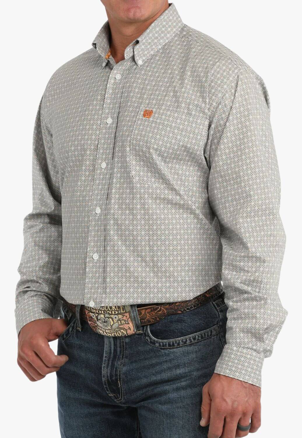 Cinch Mens Diamond Print Long Sleeve Shirt