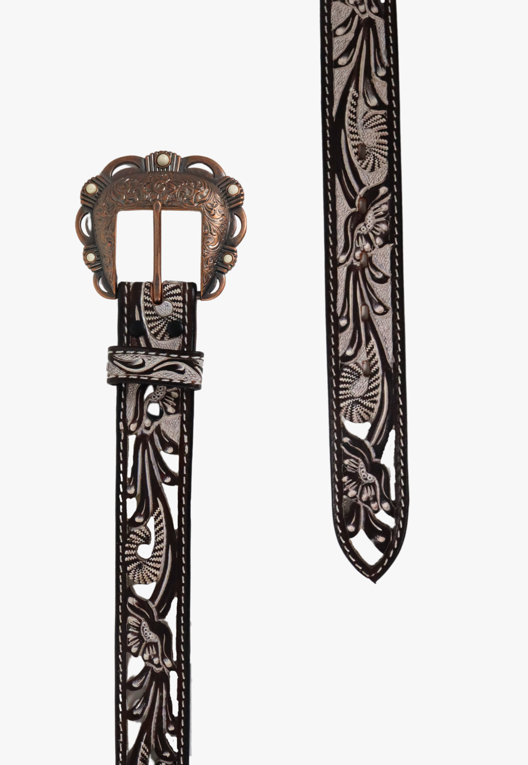 Angel Ranch Womens White Wash Filigree Belt