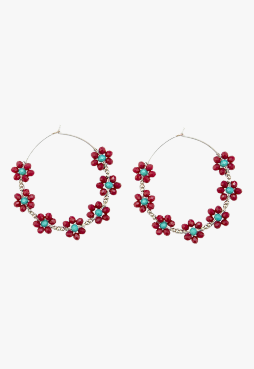 Myra Circle of Flowers Gemstone Hoop Earrings