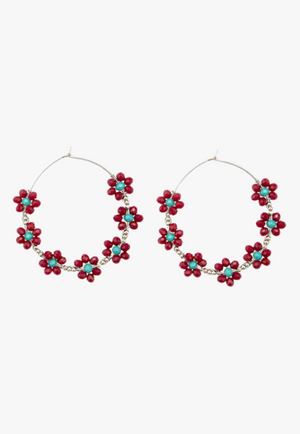 Myra Circle of Flowers Gemstone Hoop Earrings