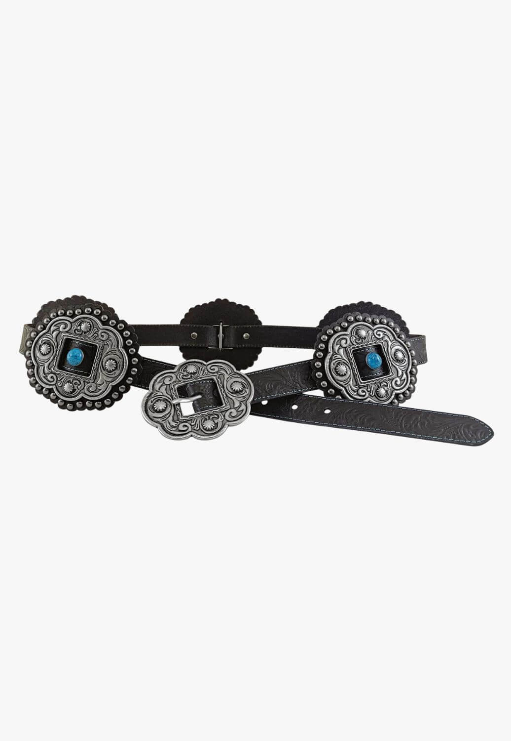 Roper Womens Leather Conchos With Turquoise Stones Belt