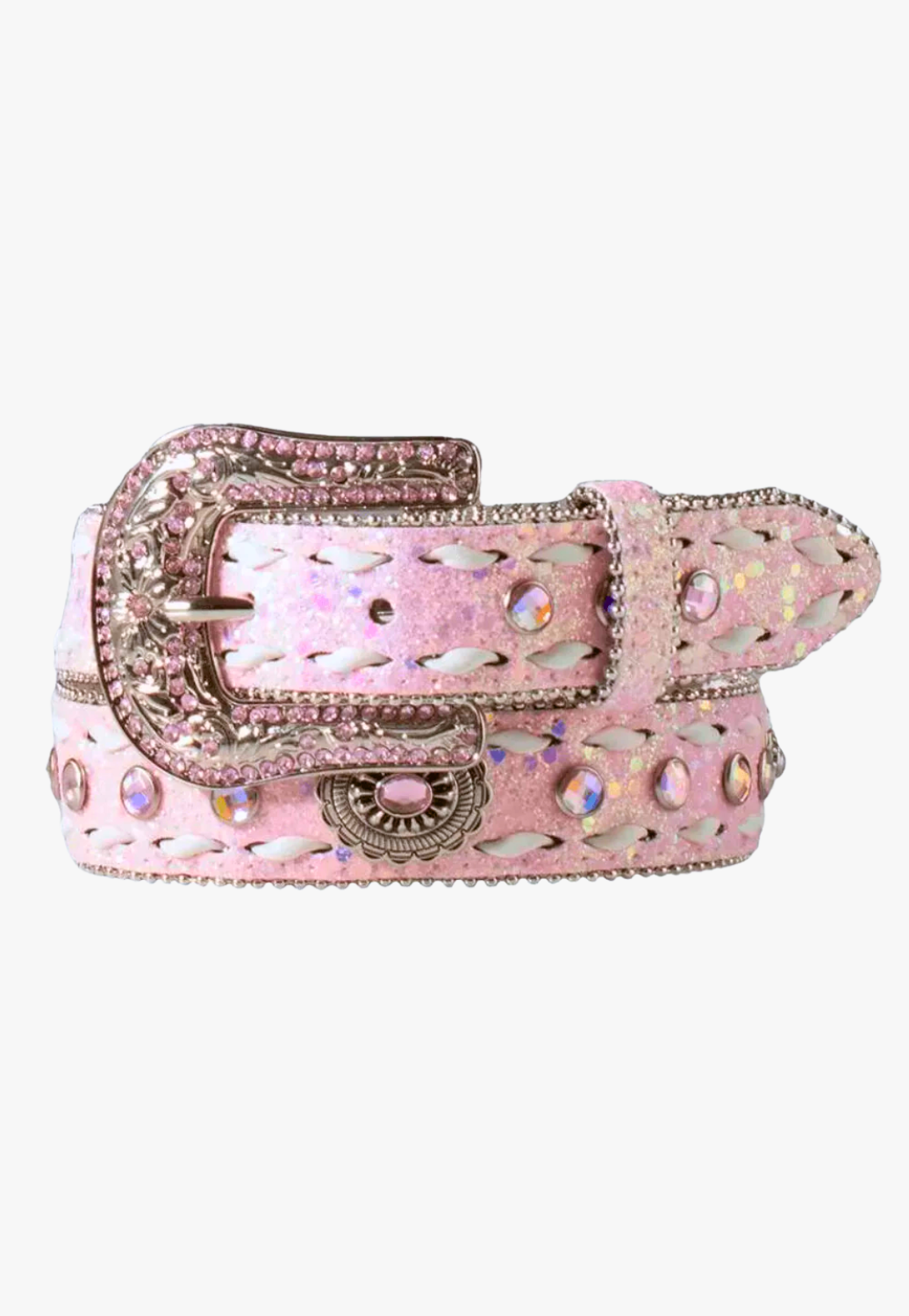 Angel Ranch Girls Glitter Crystal Buck Lacing Belt