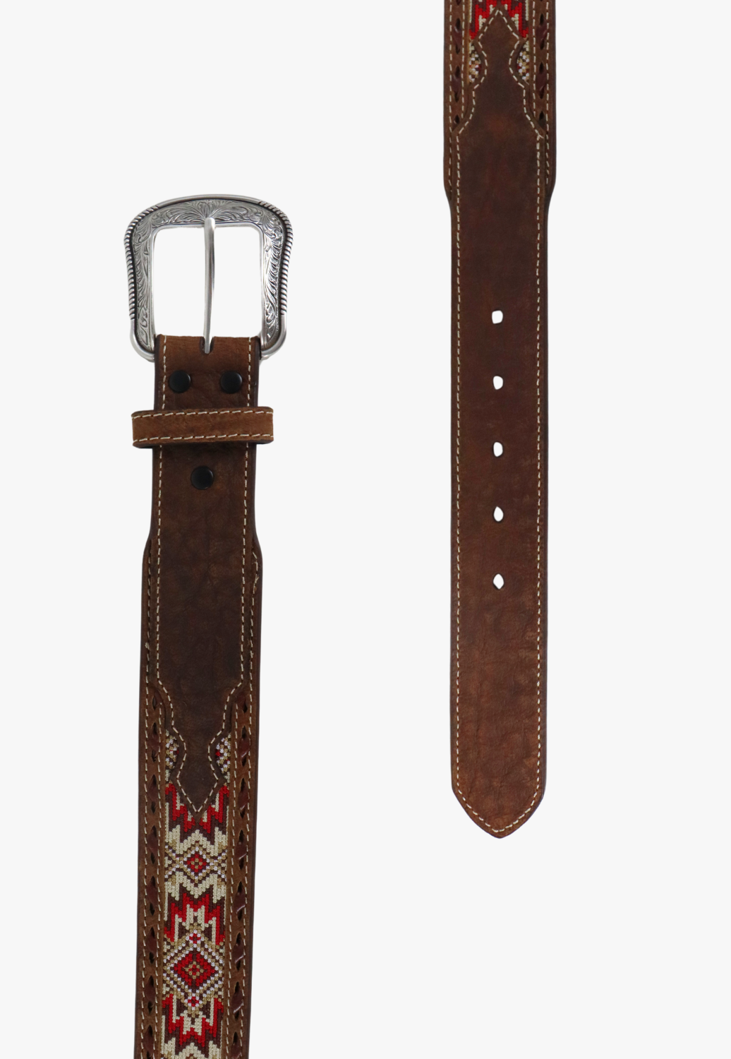 3D Mens Embroidered Inlay Buck Lace Belt
