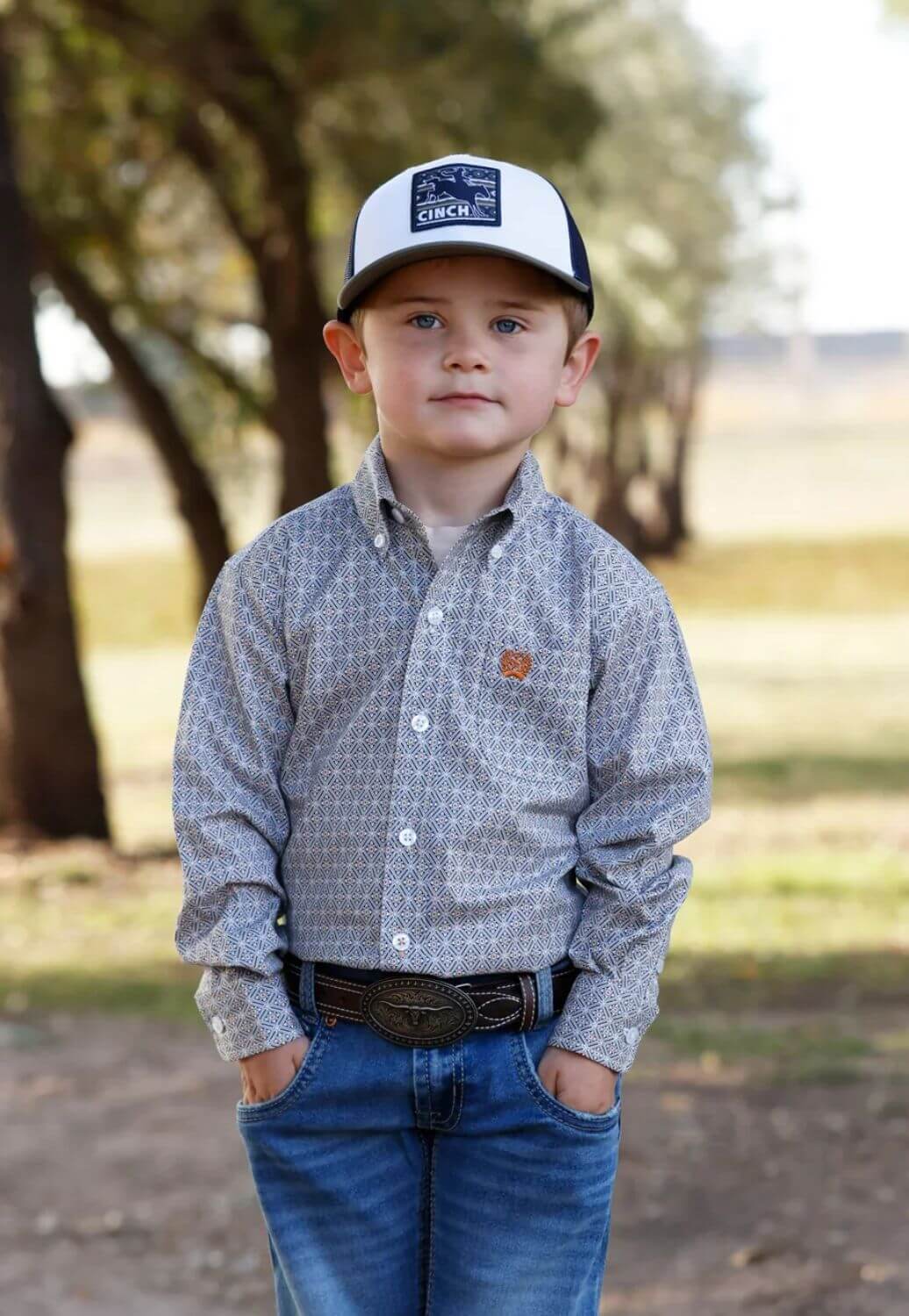 Cinch Boys Geometric Print Long Sleeve Shirt