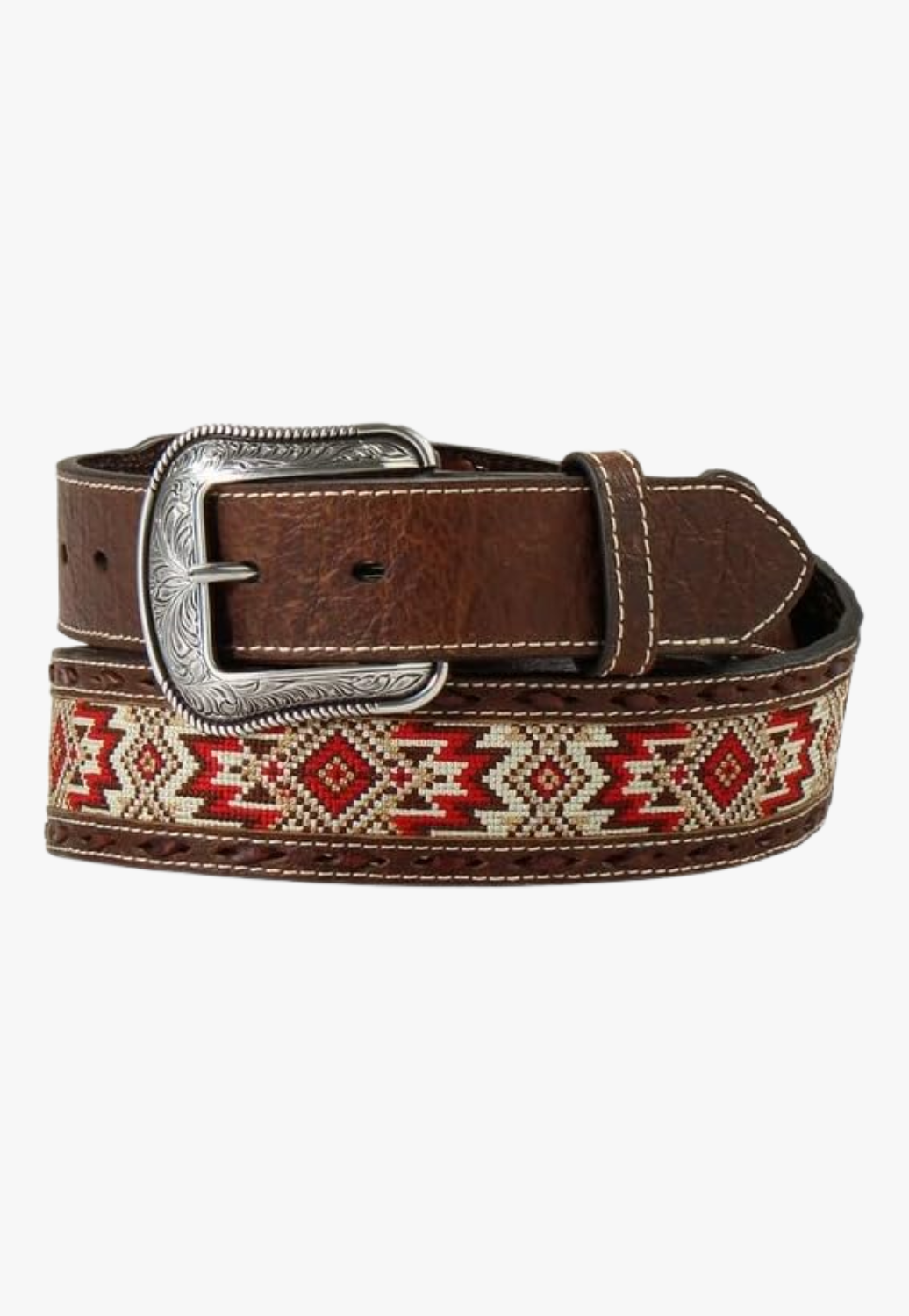 3D Mens Embroidered Inlay Buck Lace Belt